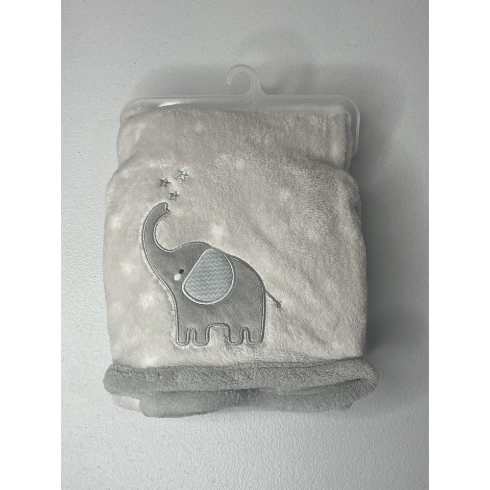 Parents Choice Gray Elephant Baby Blanket Stars Soft Fleece
